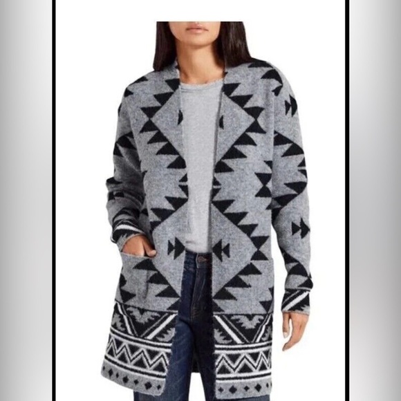 Frye Sweaters - Frye Women's Open Front Knit Cozy Comfy Cardigan in Gray and Black